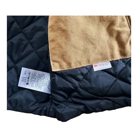 Cathartt Loose Fit Insulated Duck Jacket Brown Ribbed Sleeve Winter Coat M - Picture 6 of 8